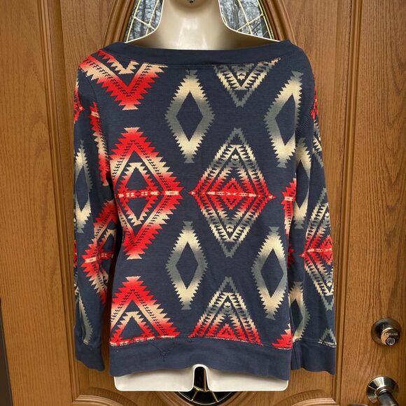 CHAPS Denim Ralph Lauren Southwestern 100% Cotton Thermal Waffle Weave Top M - Picture 4 of 10